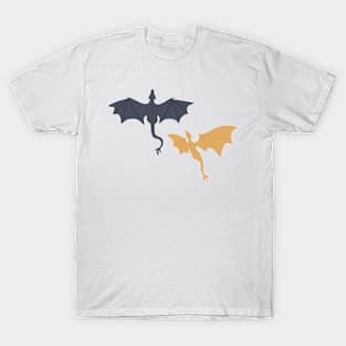 Two blue and golden dragons for fantasy lovers T-Shirt